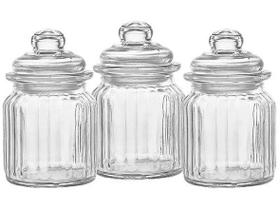 Jogo de Potes de Vidro Hauskraft Redondo 300ml Jogo de Potes de Vidro Hauskraft Redondo 300ml