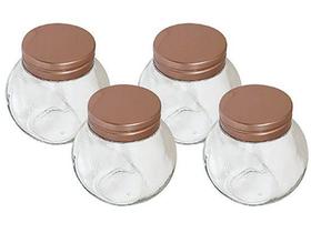 Jogo de Potes de Vidro Hermético Hauskraft - com Tampa Redondo 190ml 4 Peças Jogo de Potes de Vidro Hermético Hauskraft - com Tampa Redondo 190ml 4 Peças