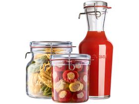 Jogo de Potes de Vidro Luigi Bormioli com Tampa