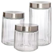 Jogo De Potes De Vidro Redondo Hermético 3 Peças Hauskraft