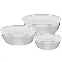 Jogo de Potes em Aço Inox com Tampa Plástica Tramontina Freezinox 3 Peças Jogo de Potes em Aço Inox com Tampa Plástica Tramontina Freezinox 3 Peças