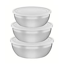 Jogo de Potes Freezinox em Aço Inox com Tampa Plástica 3 Peças Tramontina 64220/210
