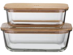 Jogo de Potes Hermético Electrolux com Tampa Retangular Bambu 2 Peças