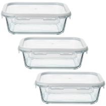 Jogo de Potes Herméticos de Vidro Borossilicato com Travas Retangular 1040ml 3 Peças - Vista Home Jogo de Potes Herméticos de Vidro Borossilicato com Travas Retangular 1040ml 3 Peças - Vista Home