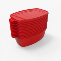 Jogo De Potes Herméticos Freezer E Micro-ondas Com 12 Peças Vermelho