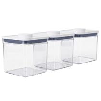Jogo de Potes Herméticos Oxo POP 3pçs Acrílico Transparente 2,6 Litros Vedação Perfeita Originais