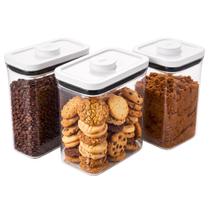 Jogo de Potes Herméticos Oxo POP 3pçs Acrílico Transparente Kit Cantinho do Café Original Jogo de Potes Herméticos Oxo POP 3pçs Acrílico Transparente Kit Cantinho do Café Original
