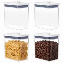 Jogo de Potes Herméticos Oxo POP 4pçs Acrílico Transparente 1,6L Vedação Perfeita Originais