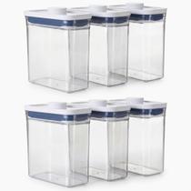 Jogo de Potes Herméticos Oxo POP 6pçs Acrílico Transparente 1,1L Vedação Perfeita Originais