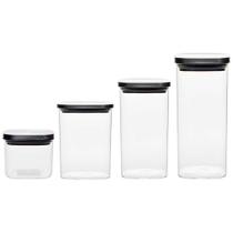 Jogo De Potes Herméticos Vidro Tampa Inox 4 Peças Vista Home