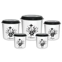 Jogo de Potes para Mantimentos 5 Pecas Floral Injetemp Jogo de Potes para Mantimentos 5 Pecas Floral Injetemp