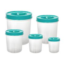Jogo de Potes Para Mantimentos Com Tampa De Rosca Conjunto 5 Peças