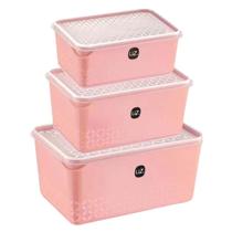 Jogo De Potes Porta Mantimentos De Plástico 3 Peças Multi UZ Várias Cores