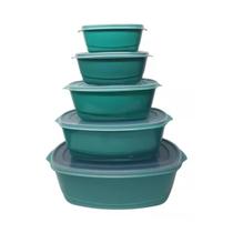 Jogo De Potes Retangular Analeni Multiuso 5 Peças Com Tampa Vermelho