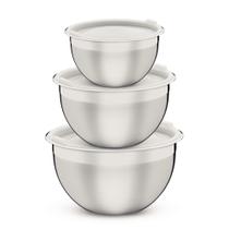 Jogo de Potes Tramontina Cucina em Aço Inox com Tampa Plástica 3 Peças