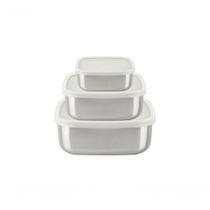 Jogo De Potes Tramontina Freezinox Quadrados Aço Inox 3 Peças
