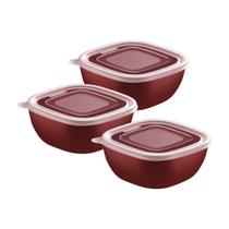 Jogo De Potes Tramontina Mixcolor 03 Peças 600ml Vermelho