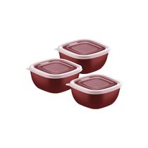 Jogo de Potes Tramontina MixColor em Polipropileno Vermelho com Tampa Transparente 300 ml 3 Peças Jogo de Potes Tramontina MixColor em Polipropileno Vermelho com Tampa Transparente 300 ml 3 Peças