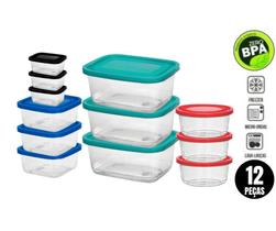 Jogo De Potes Vasilhas Plasticas Porta Mantimentos Alimentos Marmit Microondas Freezer Kit C/ 12 Pçs