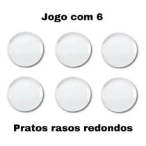 Jogo de Prato 6 peças Raso Redondo 27cm Vidro Opaline Cosmo
