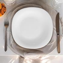 Jogo de prato de vidro branco quadrado com 6 peças para mesa posta cozinha raso kit conjunto pratos brancos quadrados Jogo de prato de vidro branco quadrado com 6 peças para mesa posta cozinha raso kit conjunto pratos brancos quadrados