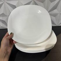 Jogo de prato de vidro quadrado branco com 6 peças raso grande 27cm para mesa posta cozinha alimento kit conjunto pratos Jogo de prato de vidro quadrado branco com 6 peças raso grande 27cm para mesa posta cozinha alimento kit conjunto pratos