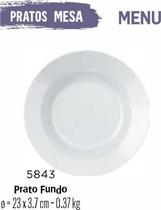 Jogo De Prato Menu 06 Pratos Fundos - 23cm Cerâmica Branca