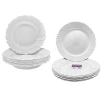 Jogo de Prato Pétala Opaline Branco 8 Fundo e 8 Raso