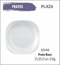 Jogo De Prato Pla 06 Pratos Rasos - 27Cm Cerâmica Branca