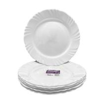 Jogo De Prato Raso Branco Duralex Opaline Nadir Vidro Pétala 6 Unidades
