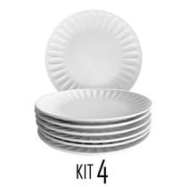 Jogo De Prato Raso P/ Sobremesa Churrasco Jantar C/ 4 peças