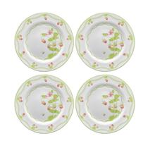 Jogo de Prato Sobremesa 21cm Kit 4 Peças Picnic Decorado Jogo de Prato Sobremesa 21cm Kit 4 Peças Picnic Decorado