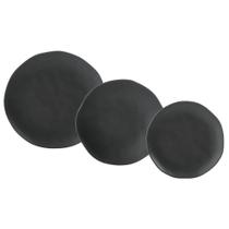 Jogo de Pratos 18 Peças Orgânico Preto Matte Porto Brasil