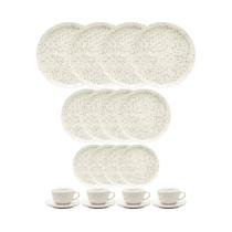 Jogo De Pratos Aparelho De Jantar Porcelana 20 Peças Oxford Chuvisco Off White Kit Completo