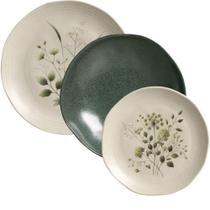 Jogo de Pratos Cerâmica Raso 26,5cm Fundo 21cm Sobremesa 19,5cm Ammi Arauco Porto Brasil 3Pç