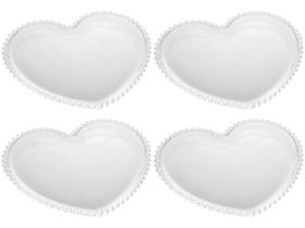 Jogo de Pratos Coração de Cristal Raso Wolff - Pearl 4 Peças