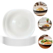 Jogo de Pratos de Jantar Raso Opaline Quadrado Resistente Clean - Bela Flor