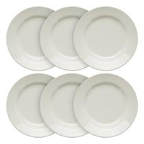 Jogo de Pratos de Porcelana Rasos Branco 24cm 6 peças - Oxford Biona