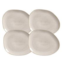 Jogo De Pratos De Sobremesa 22,5cm Kit 4 Peças Oval Orgânico Latte Cerâmica Porto Brasil