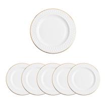 Jogo de Pratos de Sobremesa Divine Fio de Ouro em Opaline 19cm - Hauskraft Jogo de Pratos de Sobremesa Divine Fio de Ouro em Opaline 19cm - Hauskraft