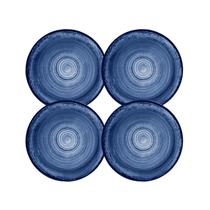 Jogo de Pratos de Sobremesa Kit 4 Peças Esfera Azul 21cm Porcelana Schmidt Jogo de Pratos de Sobremesa Kit 4 Peças Esfera Azul 21cm Porcelana Schmidt