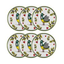 Jogo de pratos em porcelana Egan Cocorido 19cm 6 peças verde
