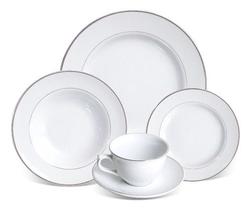 Jogo De Pratos Estaleiro De Porcelanas Borda Prata 20 Peças