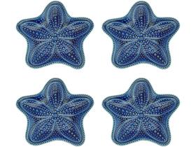 Jogo de Pratos Estrela de Cerâmica Azul Raso - de Servir Bon Gourmet Ocean 4 Peças