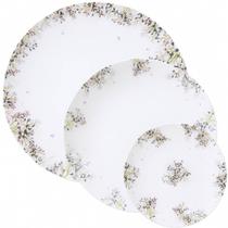 Jogo de Pratos Fogli Tramontina 12 Peças Porcelana Decorada Rasos Fundos Sobremesa Jogo de Pratos Fogli Tramontina 12 Peças Porcelana Decorada Rasos Fundos Sobremesa