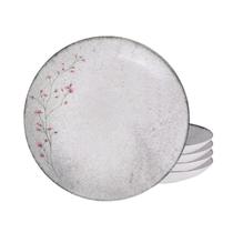 Jogo de Pratos Fundo 21cm Kit 4 Peças Em Porcelana Floralis Tramontina