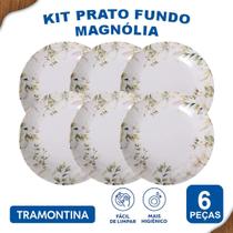 Jogo De Pratos Fundo 22 Cm Tramontina Magnólia 6 Peças