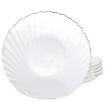 Jogo De Pratos Fundo 22,9cm Kit 4 Peças Tétis Concha Sopa Vidro Opalino Borda Dourada