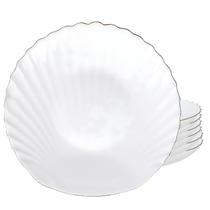 Jogo De Pratos Fundo 22,9cm Kit 6 Peças Tétis Sopa Vidro Opalino Borda Dourada