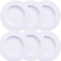Jogo de pratos fundo 6 peças porcelanas 23cm tramontina vibrare branco